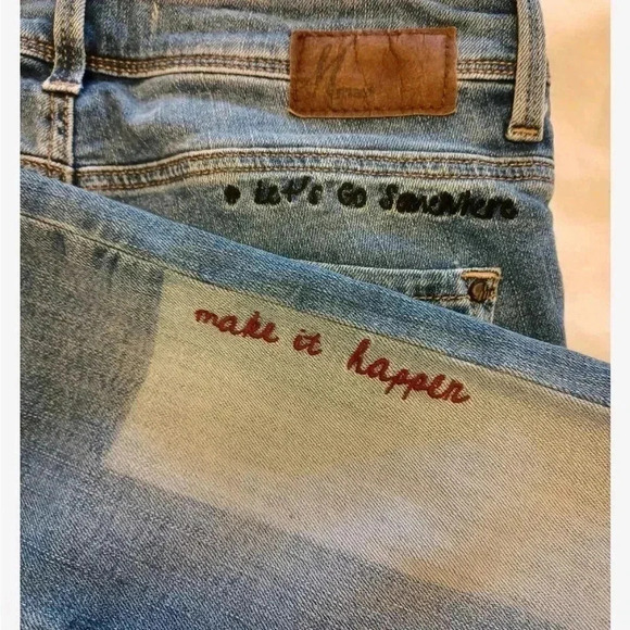 Mavi Tess High Rise Skinny Embroidery Raw Hem Jeans  Size 25 - Picture 8 of 13
